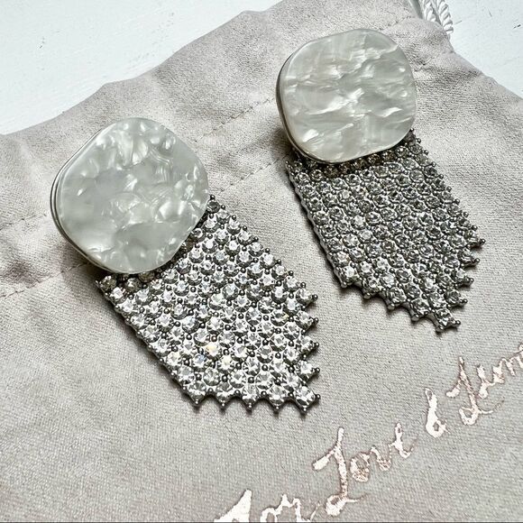 For Love and Lemons Earrings Auburn Crystal in White NEW - Picture 6 of 7